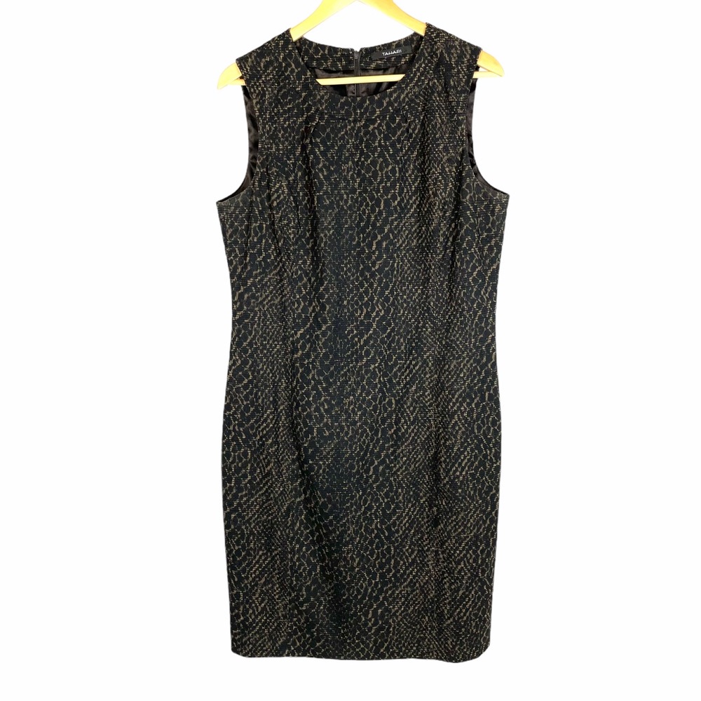 TAHARI Leopard Print Stretch Sheath Dress 14 New